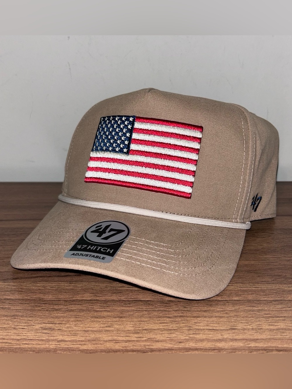 ‘47 Hitch American Flag Patch Embroidered USA Rope Adjustable SnapBack Hat New